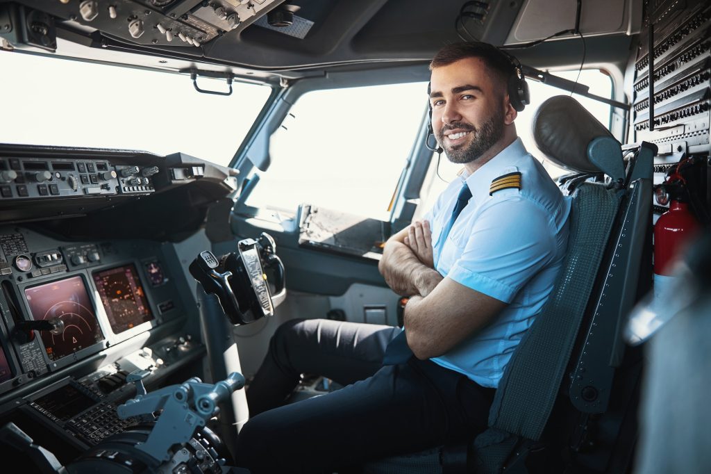 contented pilot looking forward to the upcoming flight